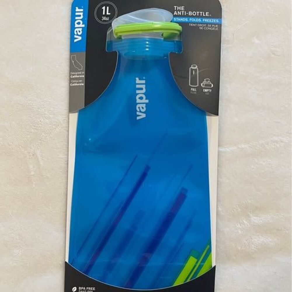 NEW Vapur 1L Anti-Bottle Collapsible Water Bottle – Blue/Green 34 oz